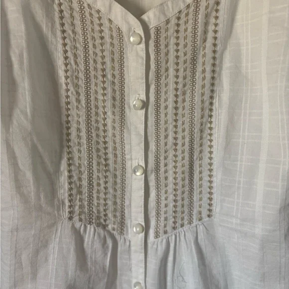 Lane Bryant White Button-Front 100% Cotton Tunic with embroidery 18 - Picture 4 of 6
